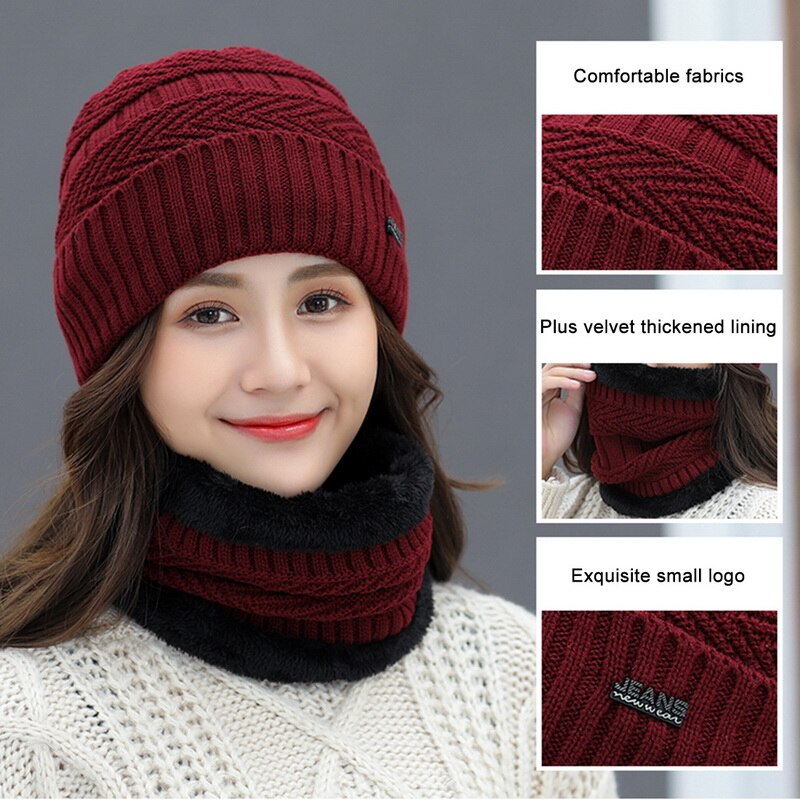 Mode Winter Muts Sjaal Warm Vrouwen Wollen Hoed En Gebreide Muts Winter Rijden Hoeden Fietsen Hoed Outdoor Winter Accessoires