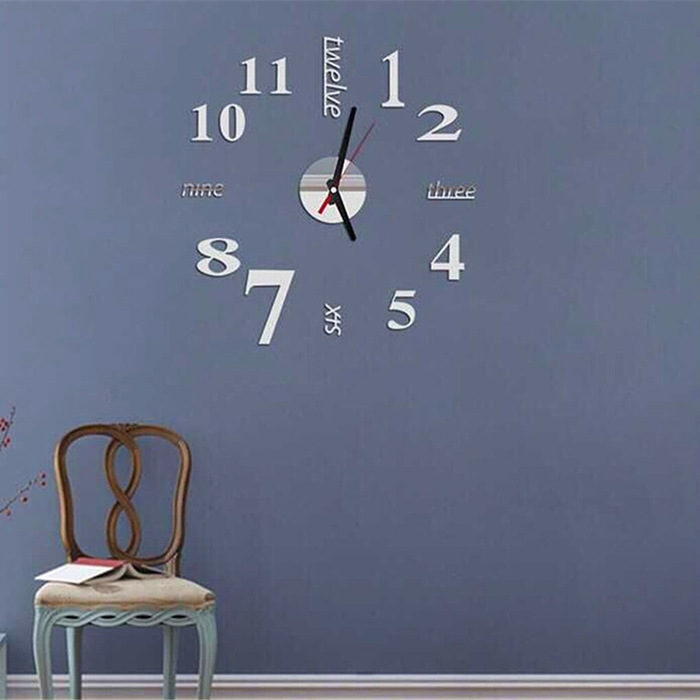 Modern Mini DIY Large Wall-Clock Sticker Mute Digital 3D Wall Big Clock Living Room Home Office Decor Christmas