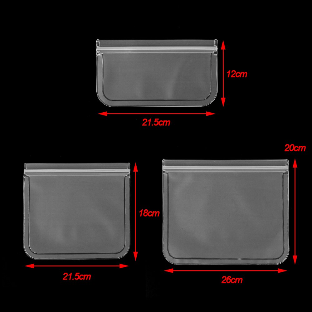 1/3 stk silikone ziplock poser containere frugtkød mad opbevaringspose sandwich poser vakuumforseglet lomme pose køkkenudstyr
