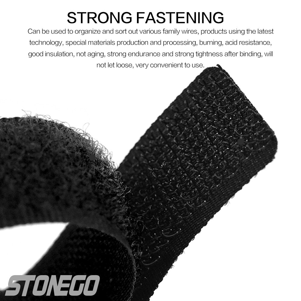 STONEGO 50cm wielokrotnego użytku zapięcie Organizer do kabli opaski zestaw zawiera regulowane wielofunkcyjne opaski nylonowe na rzepy