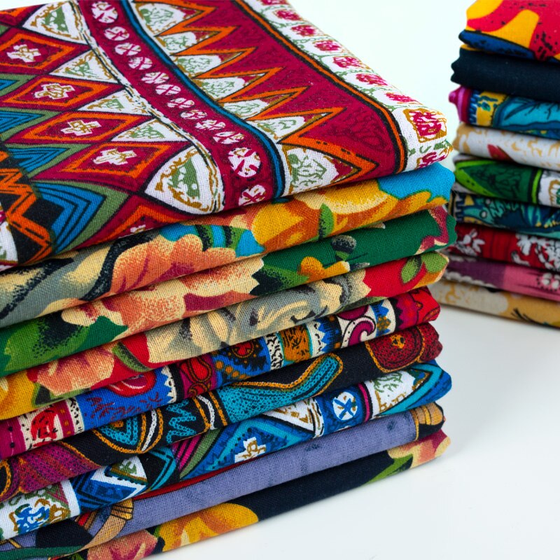 Boheme stof trykt bomuld linned tøj stof afrikansk stof sydøst asiatisk retro håndlavet diy dug patchwork