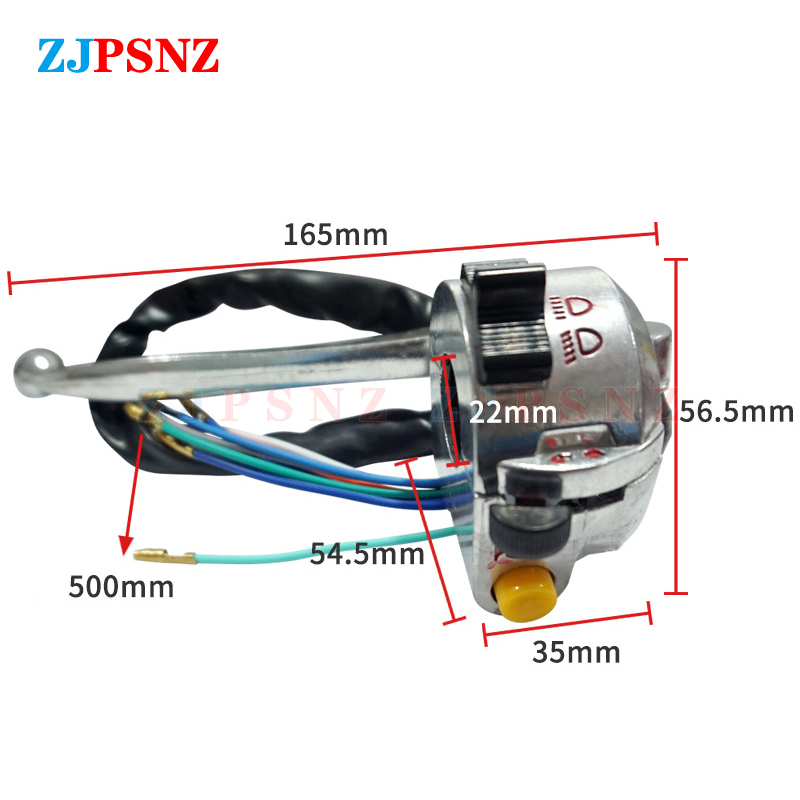 Interruptor de manillar derecho e izquierdo para motocicleta, bocina de freno de tambor Retro, interruptor de iluminación de lámpara antiniebla, impermeable, 22MM