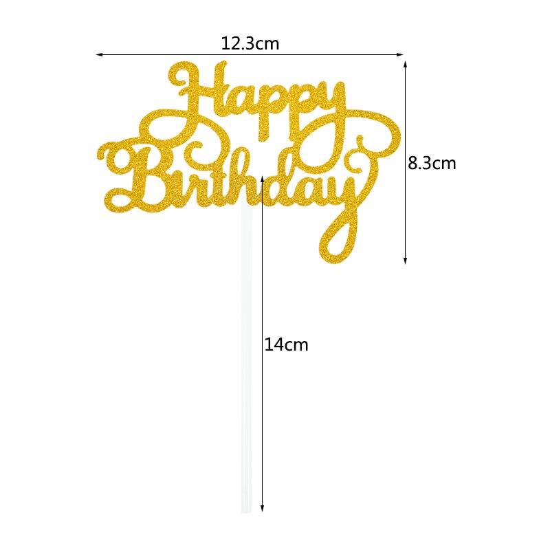 10pc Bling Glitter Happy Birthday Cake Topper For Baby Shower Kids Birthday Party Cake Baking Dessert Decor Supplies Cake Insert