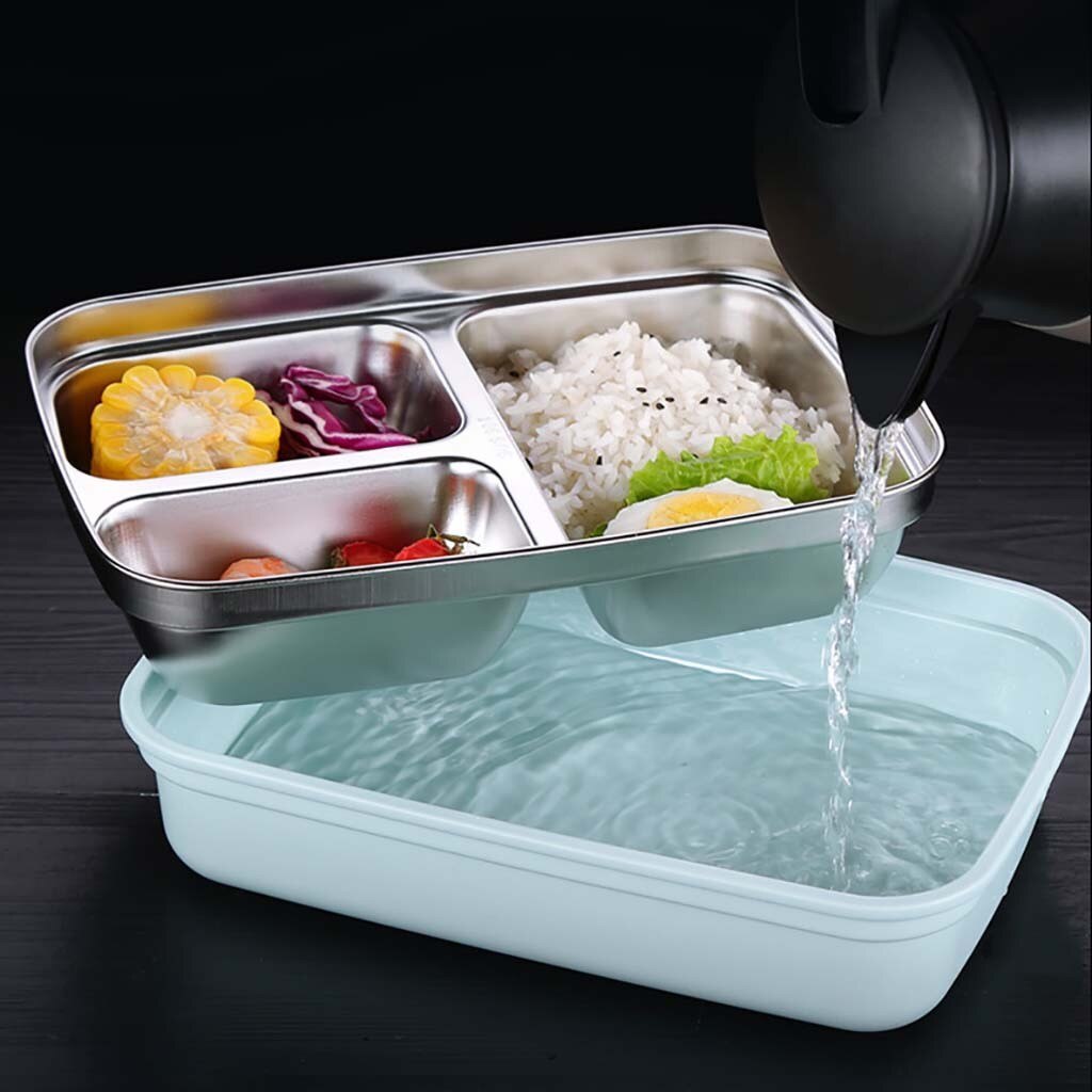 WORTHBUY Japanse Mode Lunchbox 304 rvs Bento Lunch Box Met Compartiment Servies Magnetron Voedsel Container Doos