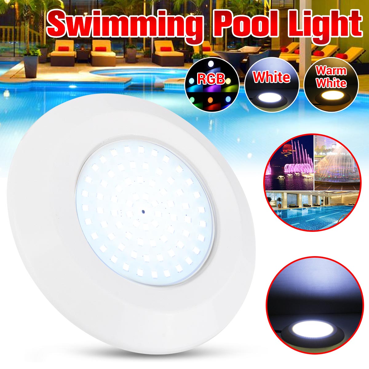 9w 72 led onderwater zwembadlamp spa vijverlamp  dc12v ip68 waterdichte rgb met controller wit warm wit