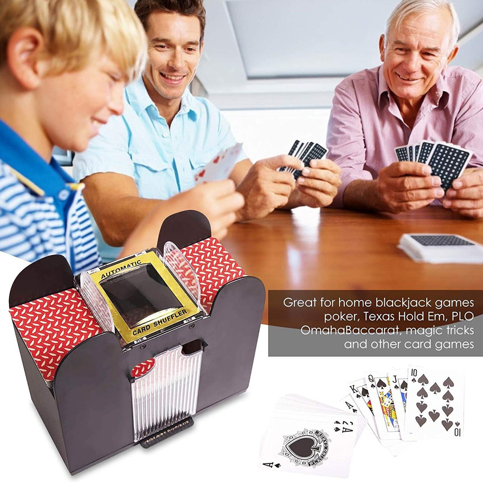 Battery Operated Automatic Card Shuffler 6 Deck Card Shuffler for Home Card Games Poker Rummy Blackjack Game Mixing Machine