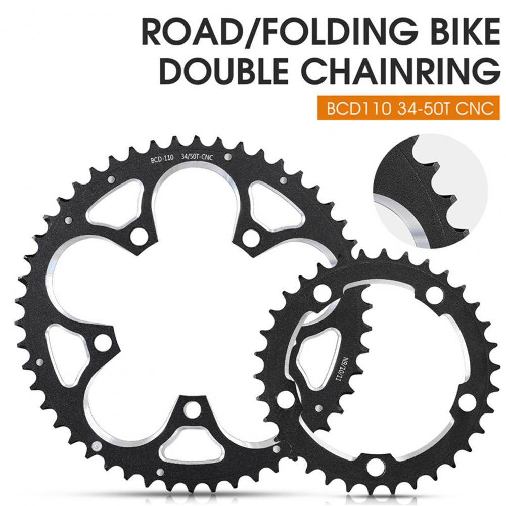 2 Stks/set 34/50T Fietsen Kettingblad Tand Profiel Hoge Sterkte Aluminiumlegering Holle Mountainbike Crankstel Voor racefietsen