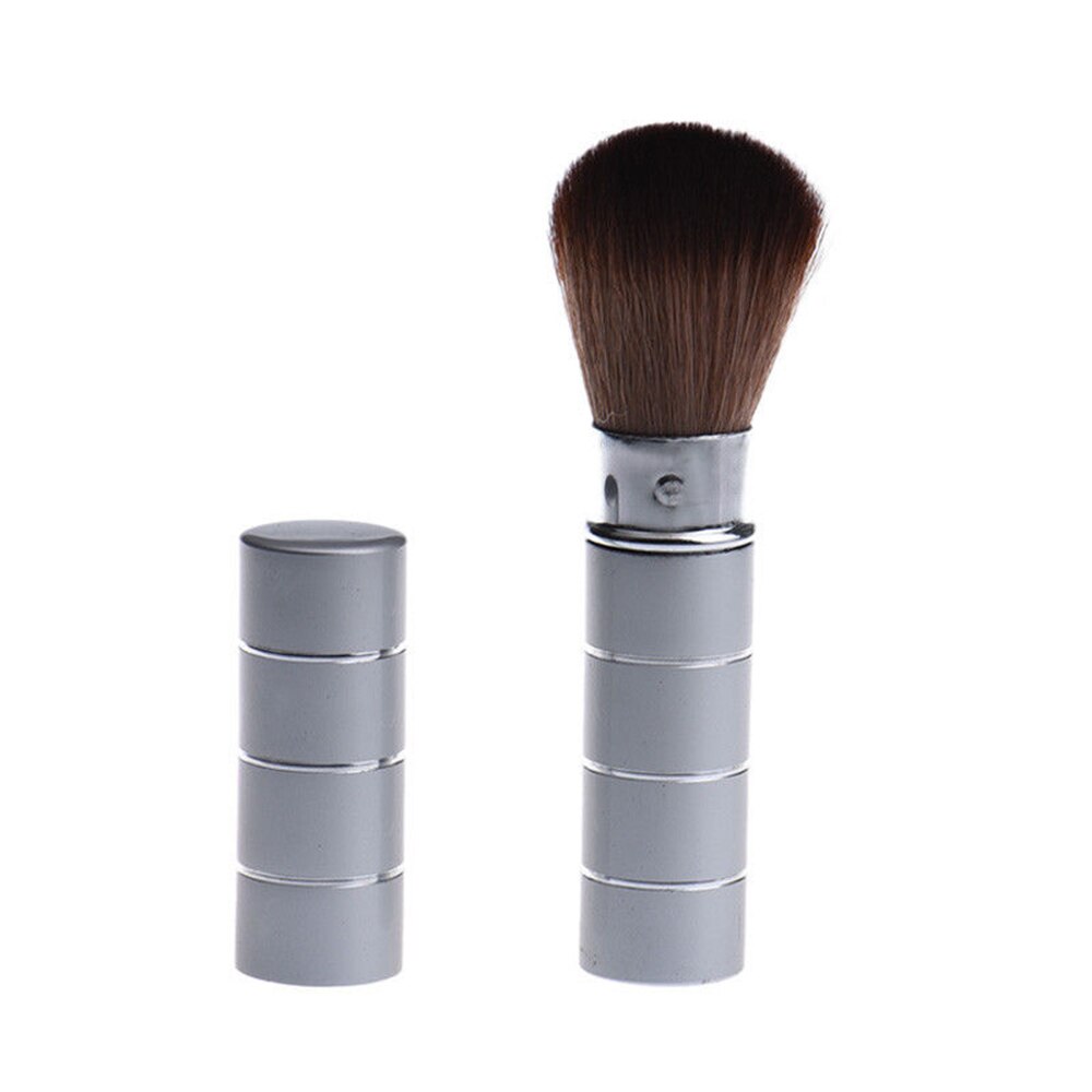 1PC Retractable Blush Makeup Brush Aluminum Handle Eyeshadow Foundation Facial Brushes Makeup Cosmetic Tools: Silver