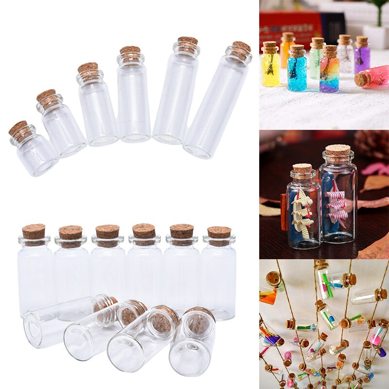 10Pcs 5/8/10/12/15/20ml Christmas Wish Bottles Small Empty Clear Cork Glass Bottles Vials For Wedding home Decor