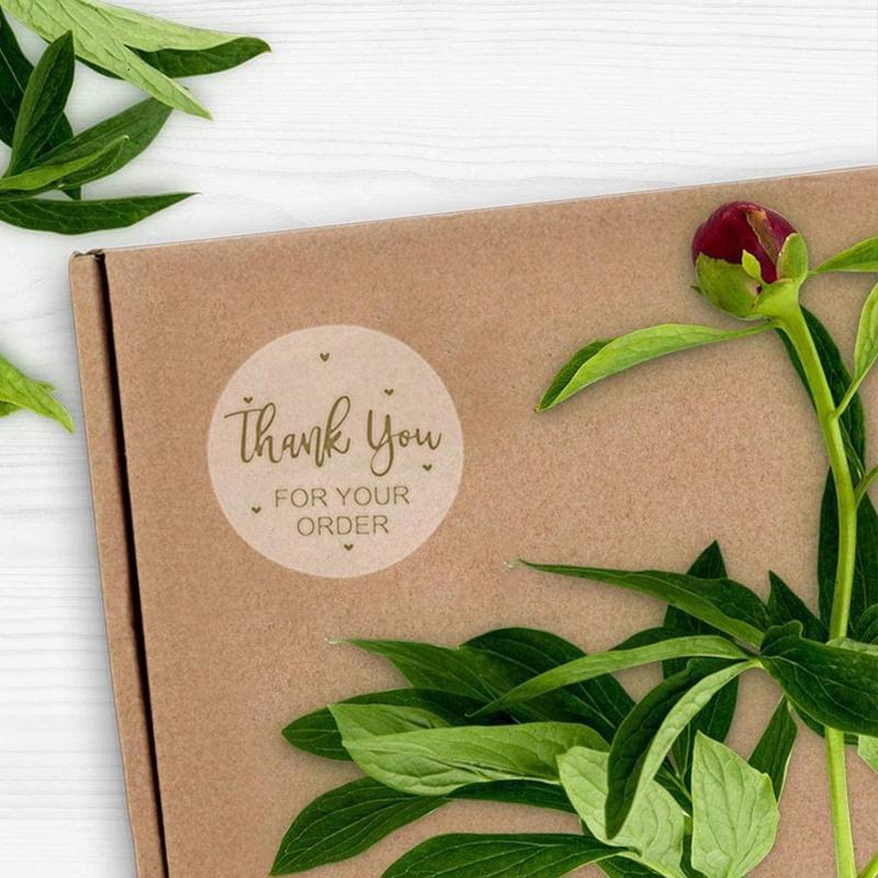 500 Labels per roll Round Natural Kraft ”HandMade labels Stickers“ Love sticker Stationery You With Seal Stickers “‘Thank P S1M9