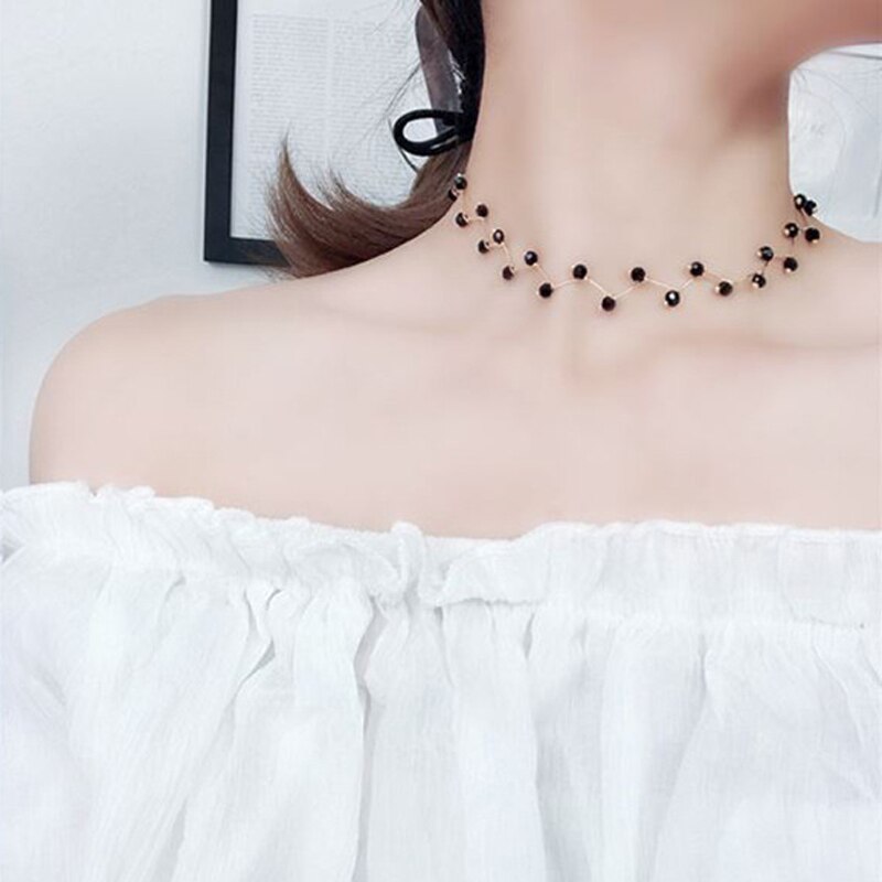 Collar con perlas de imitación para mujer, Gargantilla con perlas de imitación, y a la ,