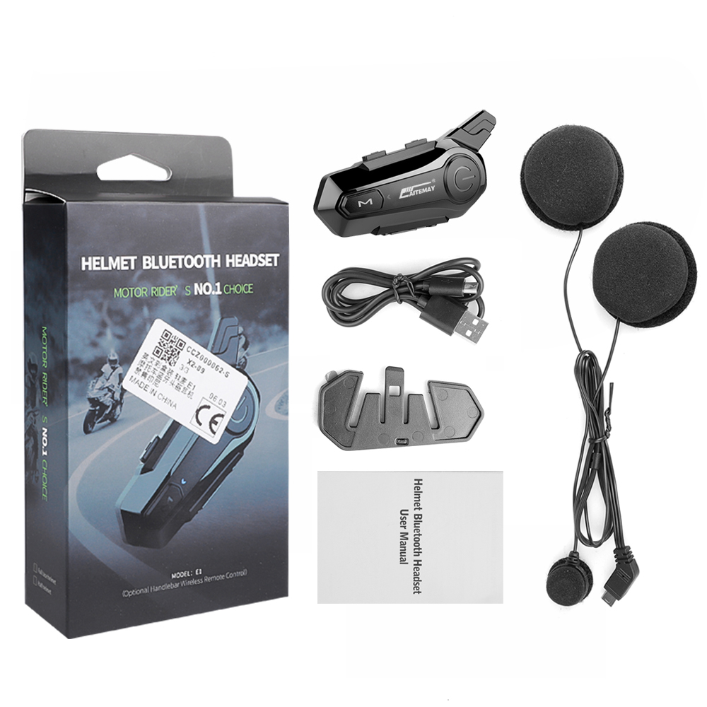 E1 Bluetooth Gegensprechanlage Motorrad Helm Bluetooth Headset Für 2 Reiter Intercomunicador Moto Sprech Headset Drahtlose