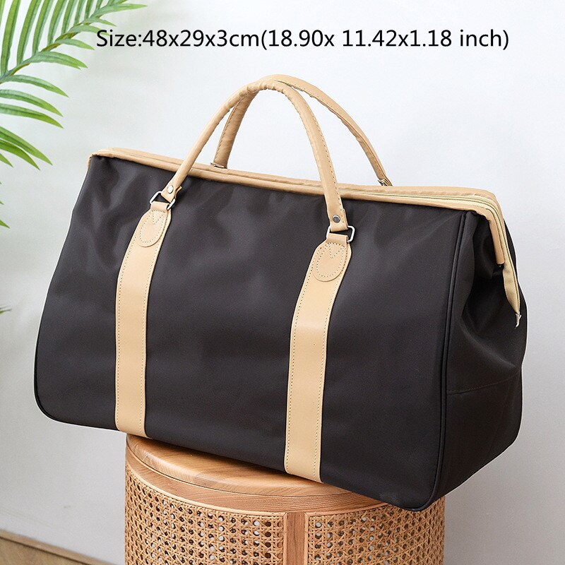 Bolsa de lona de viaje plegable, paquete de almacenamiento de ropa impermeable de alta capacidad, se puede mover, organizar, accesorios de bolso: Brown A