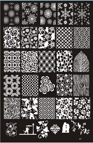 Plaques d&#39;estampage pour ongles, 14.5x9.5cm, 1 x tampon mixte en acier inoxydable, modèle pour Nail Art, outils de manucure: 17