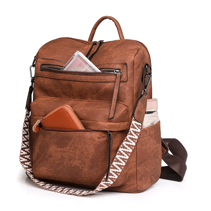 Wasserdichter Rucksack aus Leder für Damen, Diebstahlsicherer Rucksack, umwandelbar, modisch, lässig, Umhängetasche für Reisehandtaschen