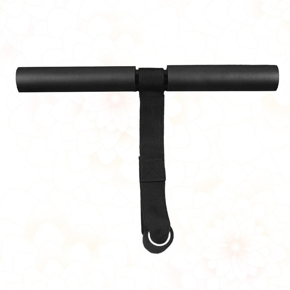 Household Fitness Equipment Sit-up Assist Simple T Shape Belt Bar Sit-up Assist Device Sit-Up Abdominal Trainer (Black)