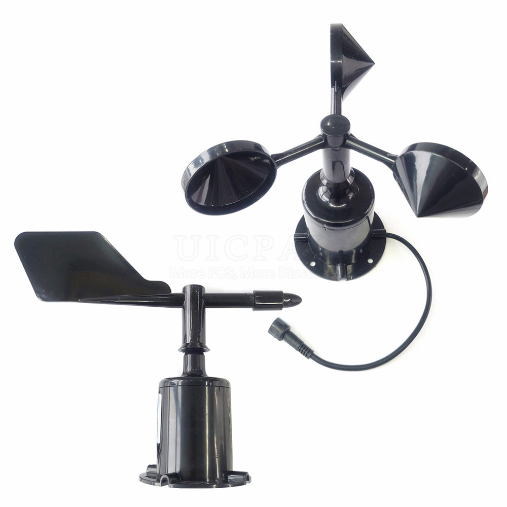 30m/s Weather Station Outdoor 3 Cup Anemometer Sensor Polycarbon Fiber Wind Speed Wind Direction Sensor Output RS485 4-20MA 0-5V: black
