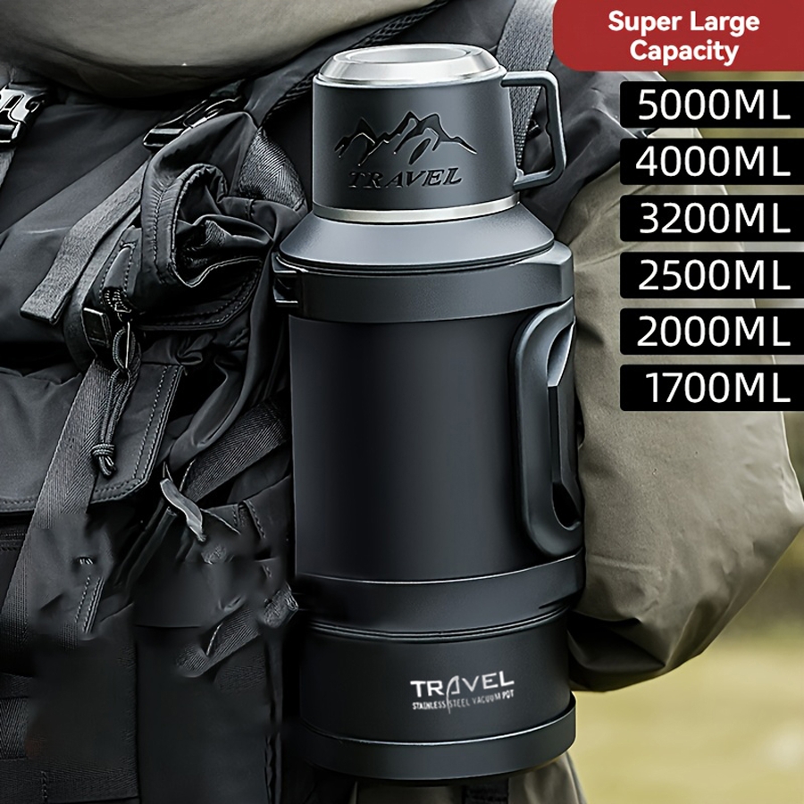 Termo grande de acero inoxidable de 1,7l/2,0l/2,5l, adecuado para viajes, camping, aislamiento al vacío súper grande de 2,5 litros, 1 ud.