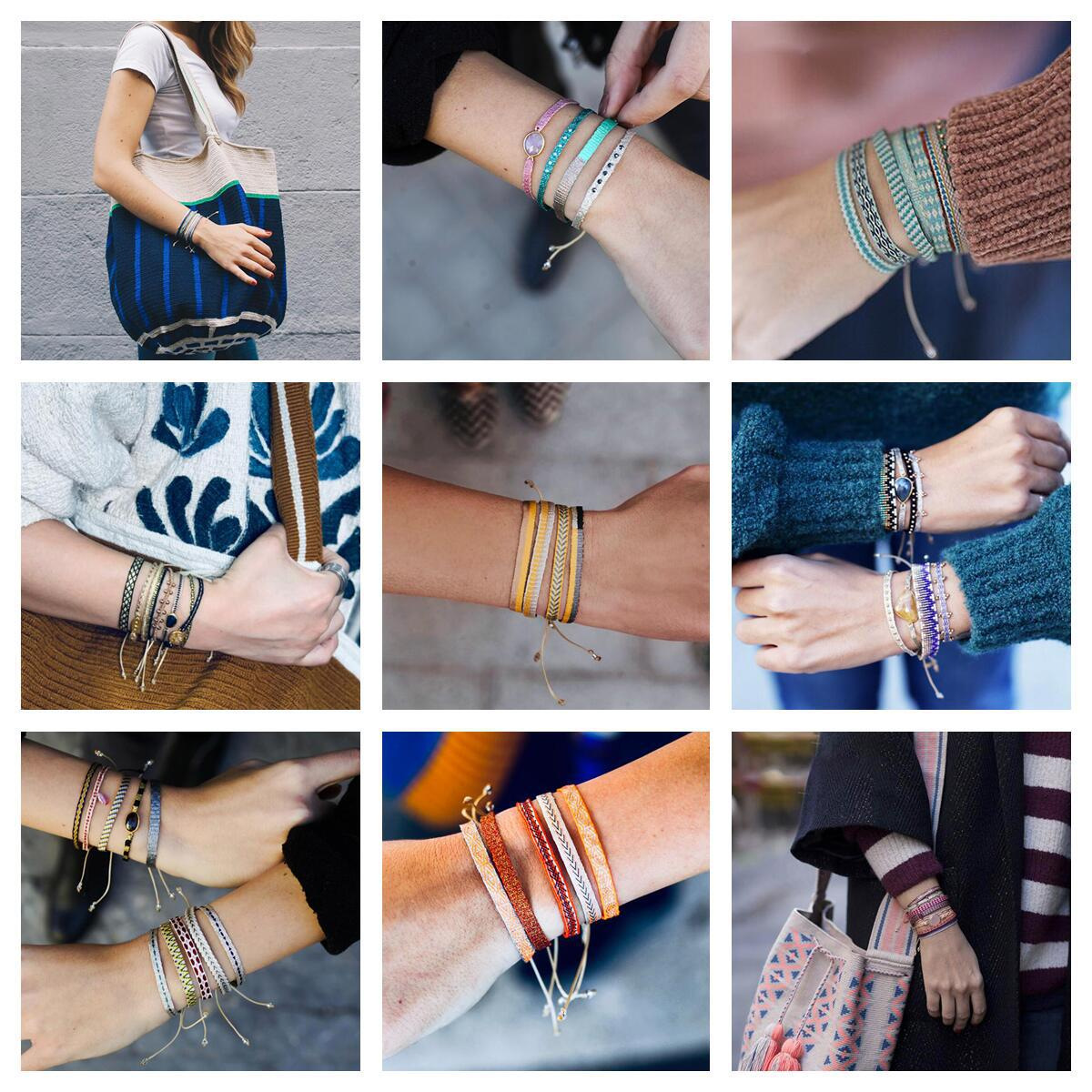 KKBEAD Colombia pulsera joyería tela cinta Pulseras de tela para mujer Pulseras tejidas hechas a mano