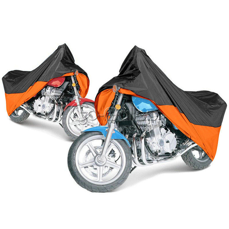 Xl orange / sort motorcykel vandtæt motorcykel udendørs cover regnbeskyttelse åndbar til harley xl fxdf dyna fat street bob