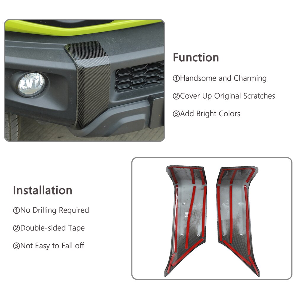 Autocollant de décoration pour pare-choc avant, en Fiber de carbone ABS, pour Suzuki Jimny , , , 2022, accessoires extérieurs de voiture