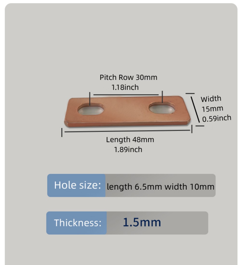 Bus Bars Connector Red Copper for LiFePO4 Cell 30Ah-300Ah Lithium Battery Red Copper Pickling Busbar Brass M6: Blue