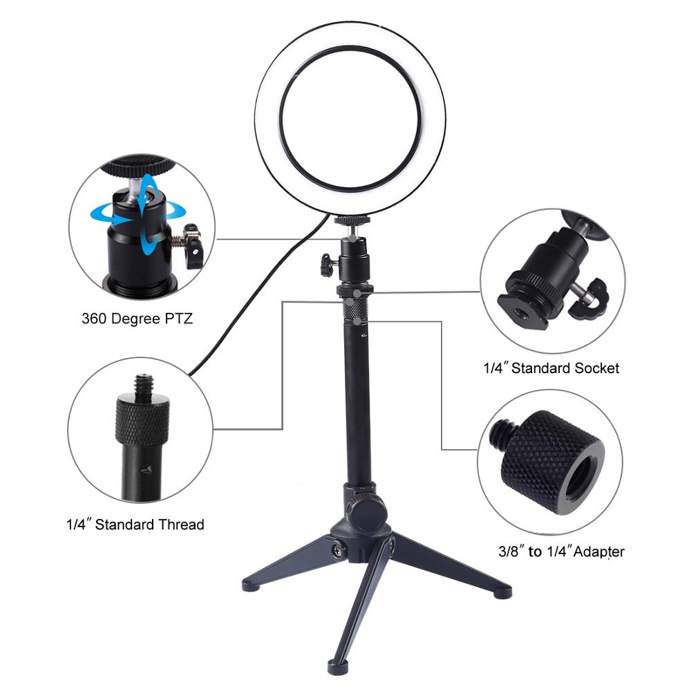 LED Anello di Luce Video Fotografia Selfie Lampada Dimmerabile con la Macchina Fotografica Del Telefono Desktop Treppiede per le Riprese di Trucco di Video Live In Studio