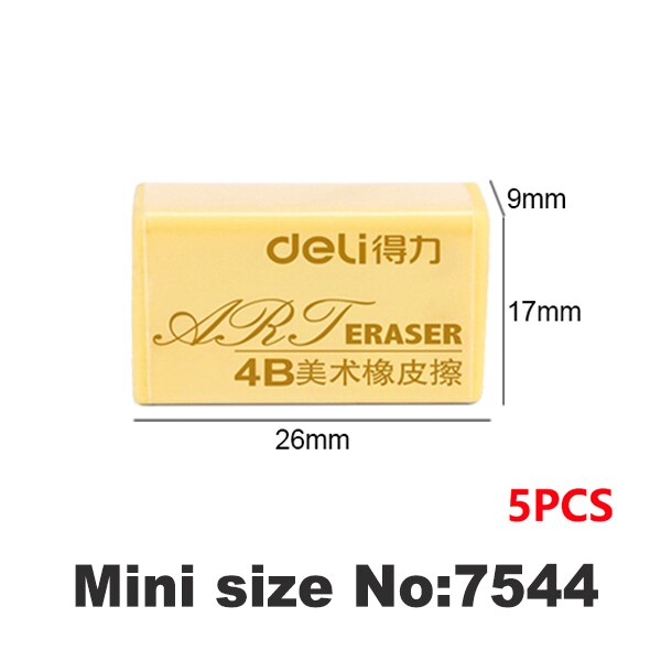 Deli-borrador 4b de 5 piezas para niños, útiles escolares, borrador de lápiz, , suministros de corrección, pintura artística, gomas suaves, pequeñas y grandes: 7544-5pcs Mini