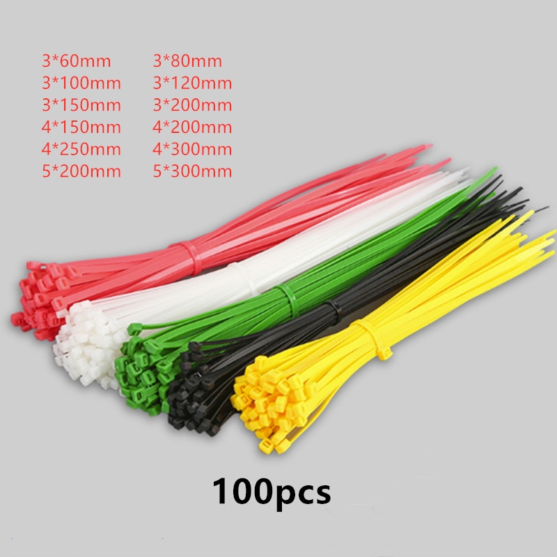 100 stücke von selbst-Verriegelung kunststoff Nylon krawatten 3*60-5*300 multi spezifikation zug krawatten, nicht leicht zu brechen kabel reißverschlüsse
