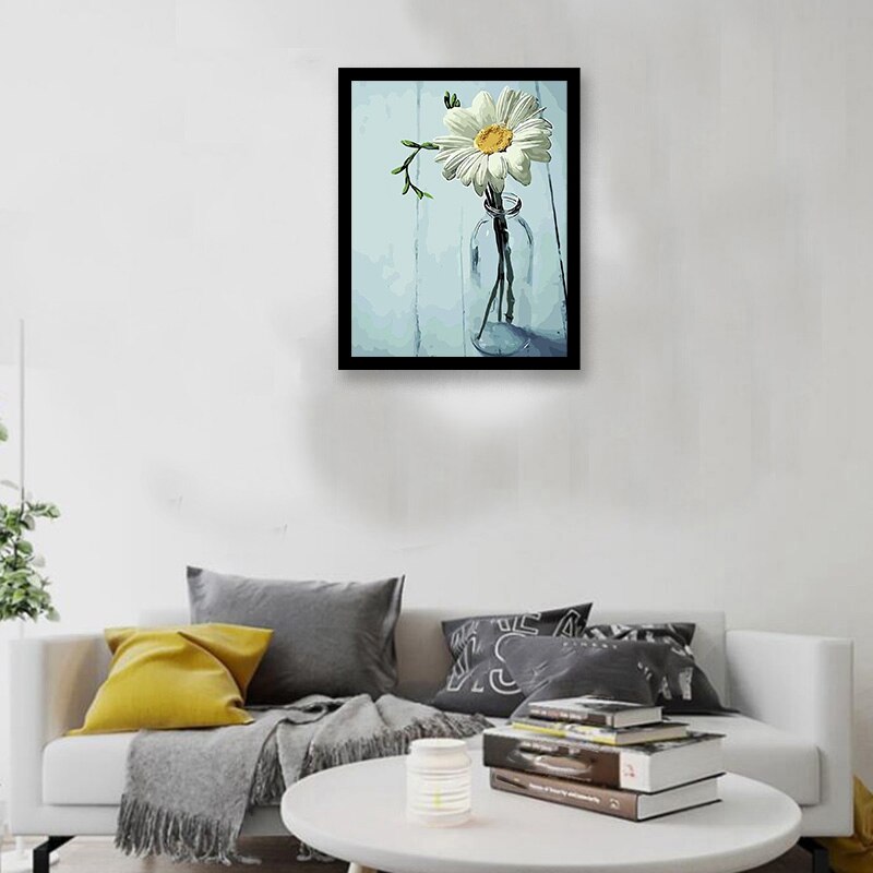 Paint By Numbers Diy Acrylic Painting Kit for Kids & Adults Beginner - 16inch x 20inch Daisy (Without Frame)