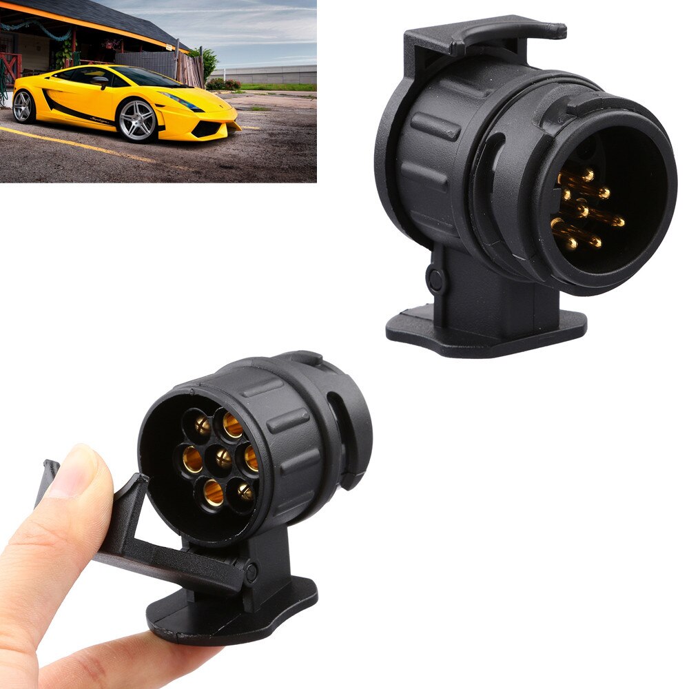 Car Trailer Truck Converter Tow Bar Socket 13 Pin to 7 Pin Plug AdapterBlack 8.23