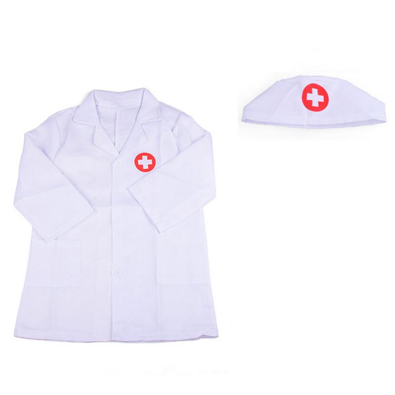 Kinderkleding Rollenspel Kostuum Arts Algehele Witte Toga Verpleegster Uniform: WHITE