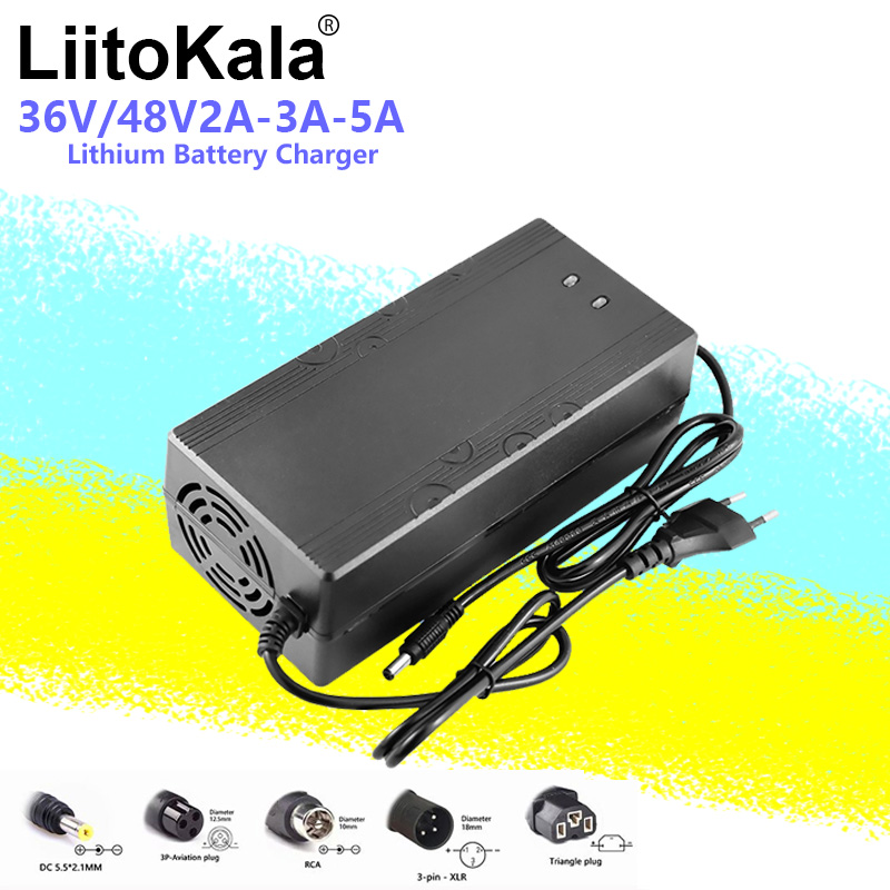 LiitoKala 48V 36V 13S 10S 2A 3A 5A Lithium-Ionen-Akku-Ladegerät Universal 42V 54,6V 5A AC DC Netzteiladapter