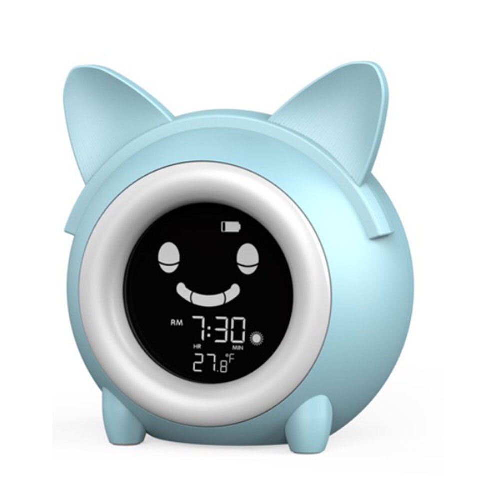 Kids Child Alarm Clock Sleep Training Clock Colorful Night Light Digital Wake Up Clock With Temperature NAP Timer For Bedroom: Blue