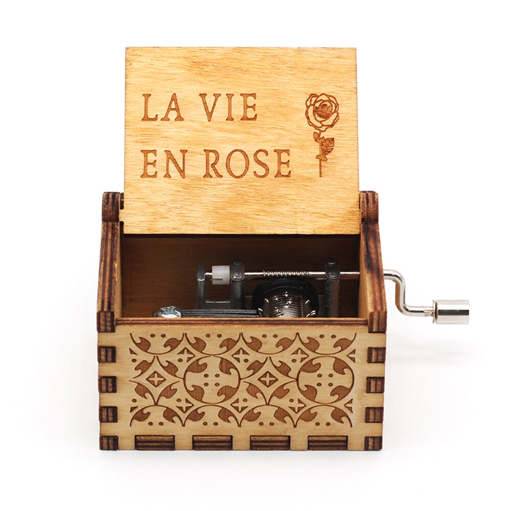 Graveren Handgemaakte Houten Muziekdoos Hand Crank Music Box Antieke Gesneden Vintage Aanwezig Kerst Cadeau Voor Liefhebbers: 02