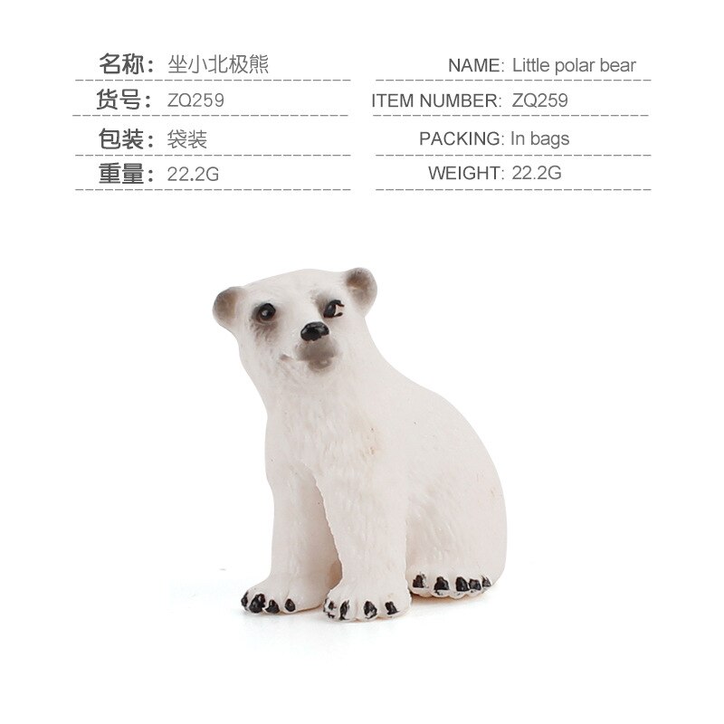 7-style Arctic Animal Simulation Model Penguin Polar Bear Mini Animal Puppets Model PVC Educational Toys for Children: ZQ259