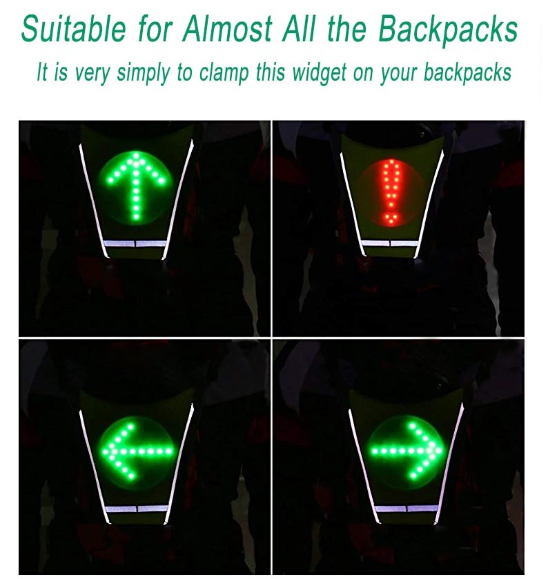 LED Running Safety Vest Turn Signal Bike LED Backpack Widget with Direction Indicator USB Rechargeable Bag Cycling Safety Light