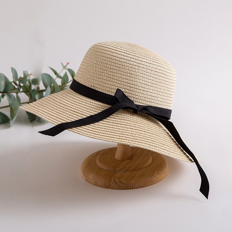 Sombrero de paja con lazo de encaje para mujer, gorra de Panamá, sombrero de playa, Chapeu, novedad de