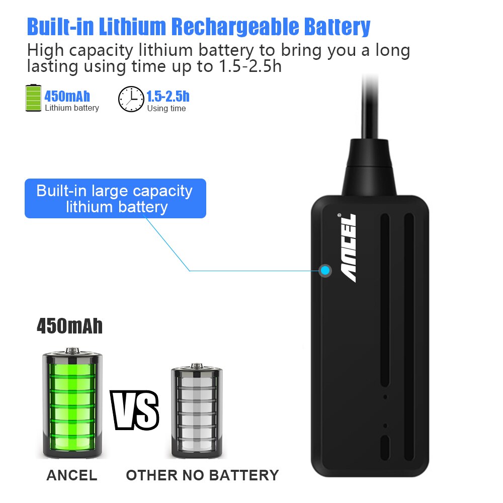 Ancel wifi 10m endoskop kamera 5.5mm hd 6500k vattentät halvstyv borescope inspektionskamera för android pc ios