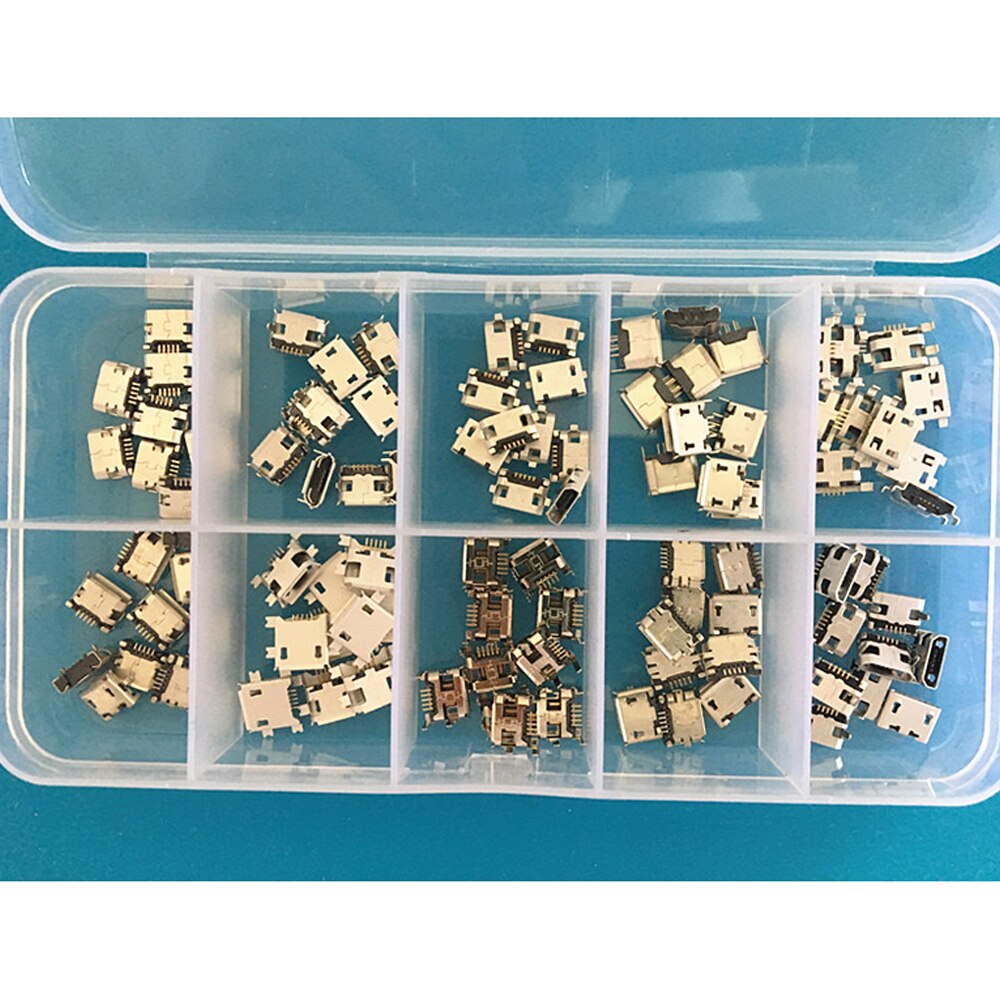 75/100/120/150/240 stücke Set Multi-spezifikation Micro USB Stecker Pin Ladung Buchse SMT jack: 100pcs