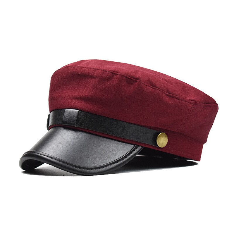 Nueva boina palabra PU cuero tapa superior plana niñas mujeres algodón salvaje transpirable pato lengua Octagonal gorra femenina Inglaterra temporada Unisex