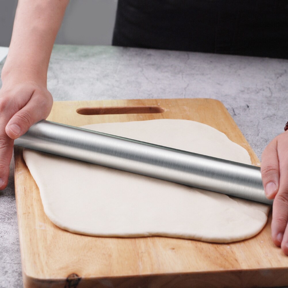 Stainless Steel Rolling Pin Non-stick Pastry Dough Roller Bake Pizza Noodles Cookie Pie Making Baking Tools Kitchen Tool