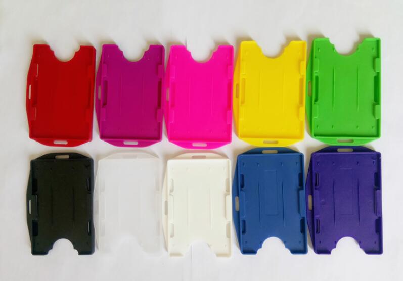 Xrhyy multifarver 2 stykker id-badgeholdere 2-- sidet åbent ansigt stift id-kortholder: Ramdon farver