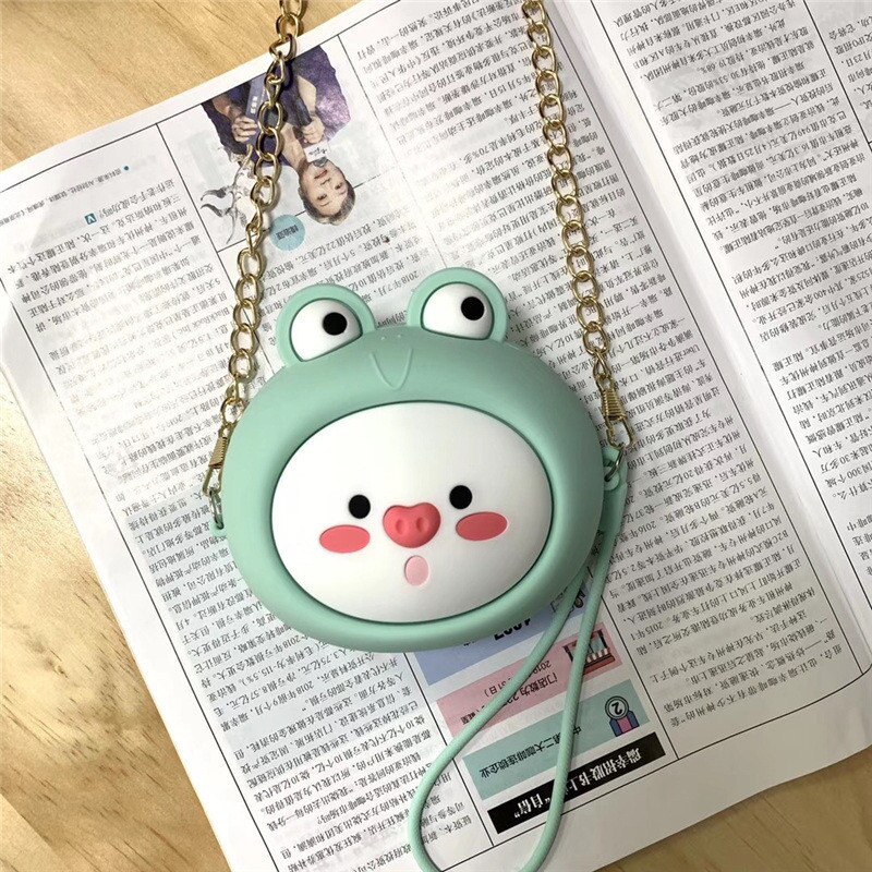 Q ONKEL Geld Tasche Kinder Geldbörse Zipper Kette Mini Münze Geldbörsen Silica Gel Cartoon Wasserdichte Keybags Candy Farbe Frosch Brieftasche beutel