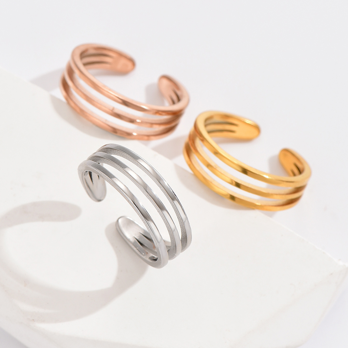 Anillo de pie Simple de acero inoxidable para mujer, niña y hombre, joyería para vacaciones en la playa, 3 uds.