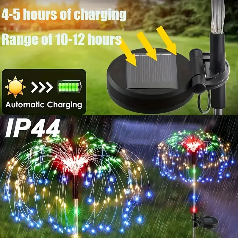 Luces LED solares de fuegos artificiales para decoración de jardín, luces de hadas impermeables para exteriores, lámpara de césped de diente de león para decoración de césped y jardín, 3/1 Uds.