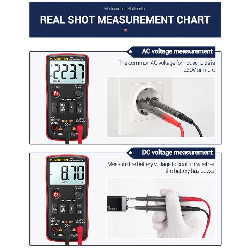 Digital Multimeter True RMS mit Temperatur Tester Spannung Auto AC/DC Transistor Profesional Multimeter Palette Meter Analog Z0G2
