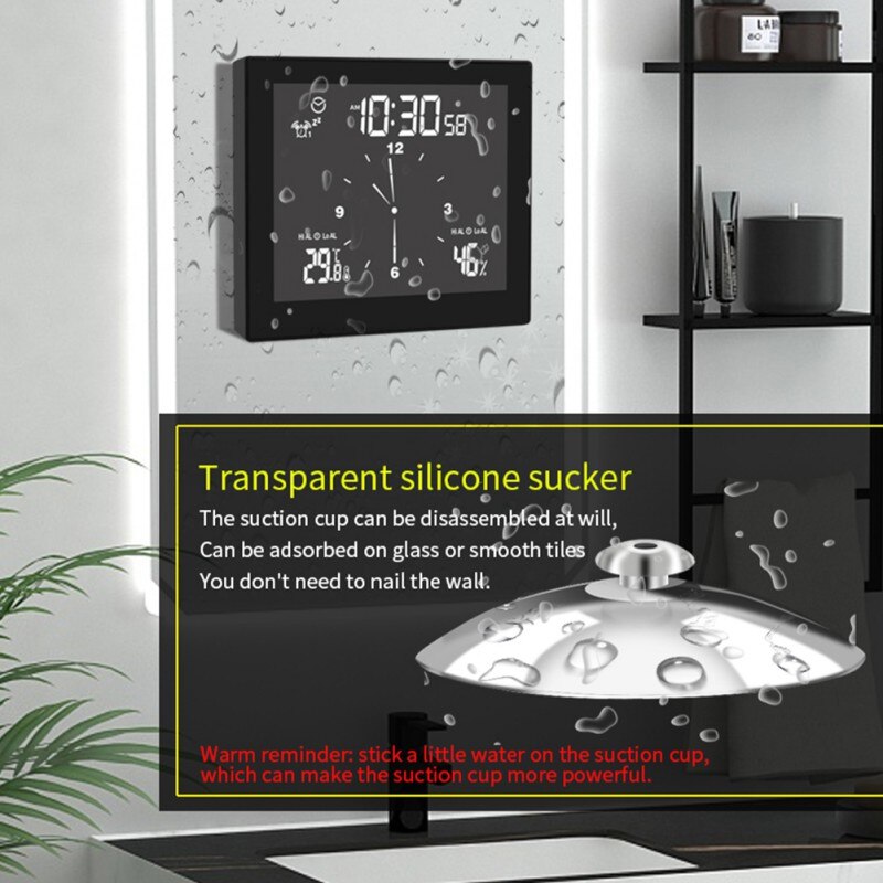 Digital & Analog-Digital Clocks Multifunctional Upper And Lower Limit Temperature And Humidity Meter Bathroom Clock Clock