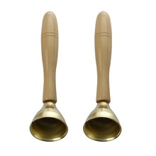 2 stk  of2 stk mini gyllen klokke musikalske leker for barn med trehåndtak