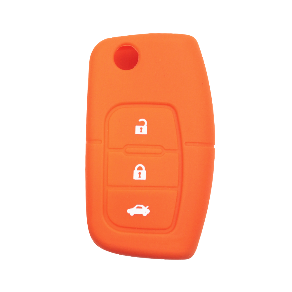 Silicone Car Key Case Cover - For Ford Fiesta Focus C-Max Galaxy Kuga Mondeo Falcon B-Max Eco Sport - Smart Remote Fob: Orange